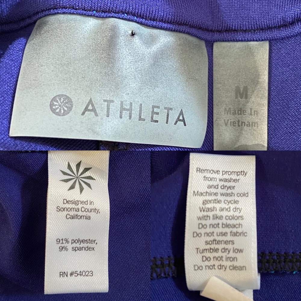 Athleta Spotlight Half Zip Pullover Top in Blue and Turquoise Size Medium - Picture 8 of 8